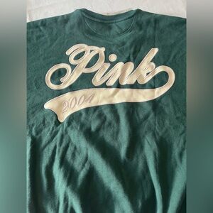 New Victoria Secret Pink Top (XXL) Green Pullover Sweatshirt Logo NWT $50 Retail